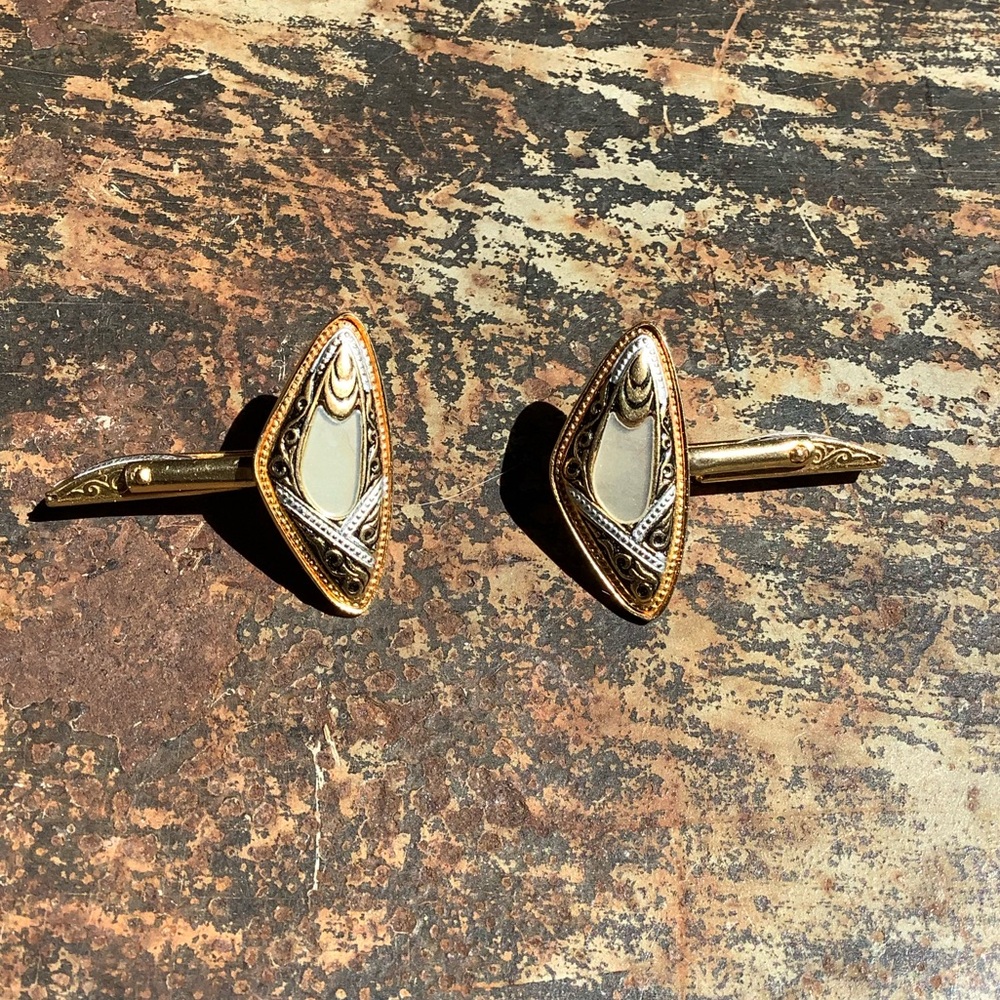 Vintage Damascene MOP Cuff Links